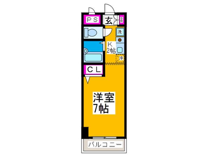 フレンドビラ三国ヶ丘(1K/5階)の間取り写真