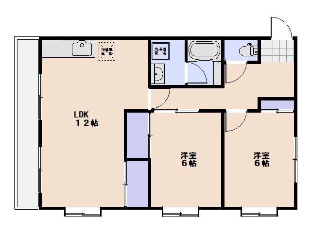 マンションたかた(2LDK/2階)の間取り写真