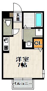 ボナール(1K/2階)の間取り写真