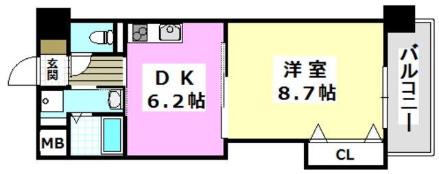 サウス アルカディア(1DK/4階)の間取り写真