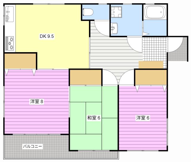 アーバン大門(3DK/2階)の間取り写真