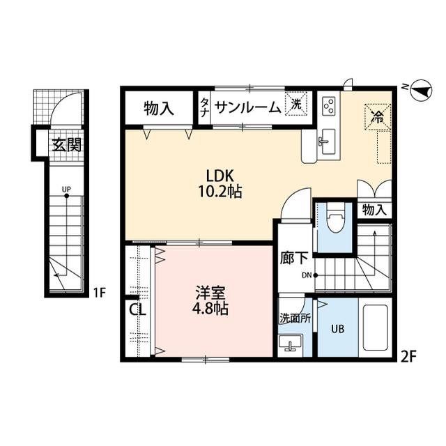 ROOMS大島(1LDK/2階)の間取り写真