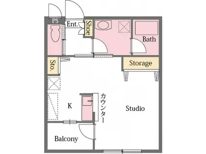 アルベージュ(ワンルーム/2階)の間取り写真