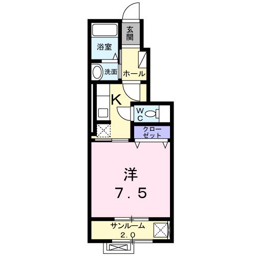 リバーサイド R(1K/1階)の間取り写真