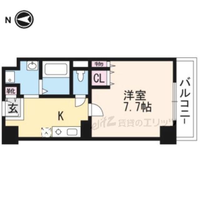 シャンピアコート茨木(1K/7階)の間取り写真