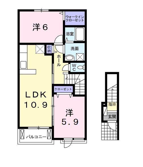 アルモニー印西II(2LDK/2階)の間取り写真