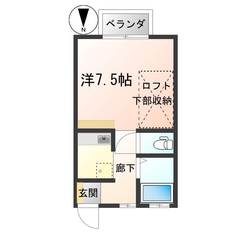 シティハイツよこやま(ワンルーム/2階)の間取り写真