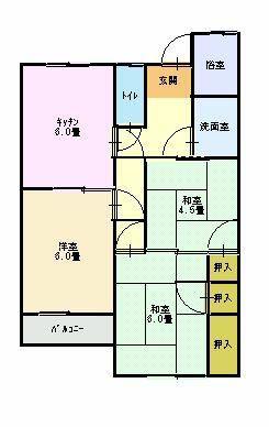達上ケ丘ハイツ(3DK/2階)の間取り写真