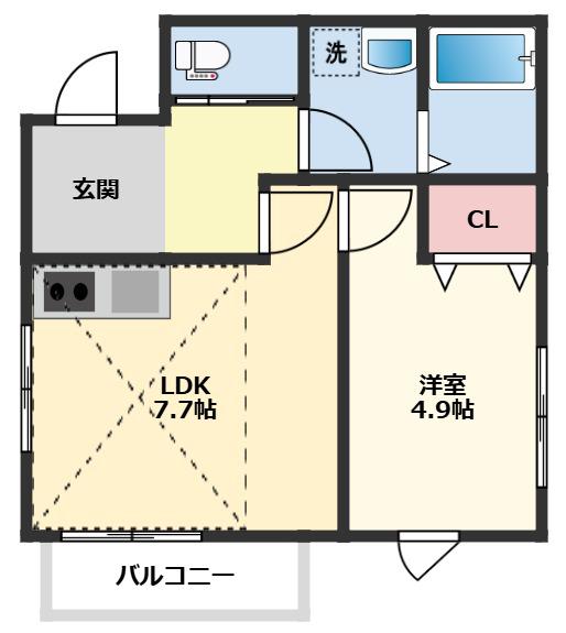 海神5丁目アパート(1LDK/2階)の間取り写真