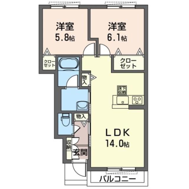 フェリシード(2LDK/1階)の間取り写真
