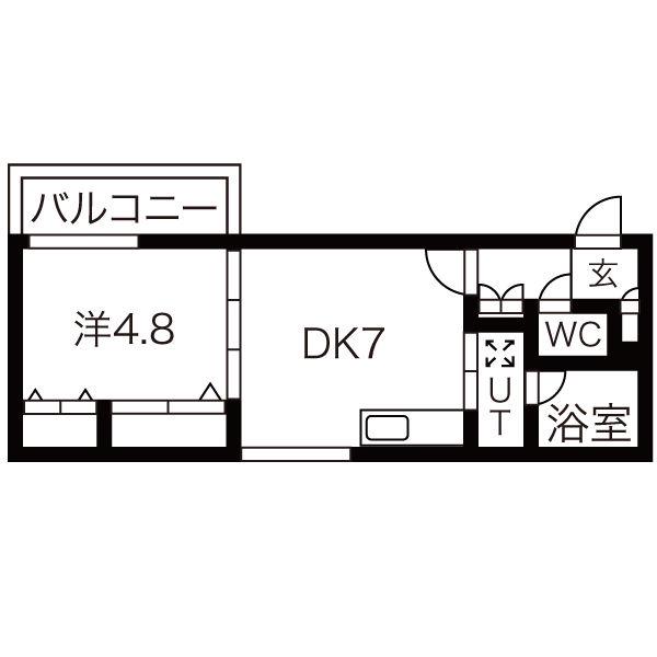 ジョイフルクレーン美園(1DK/2階)の間取り写真