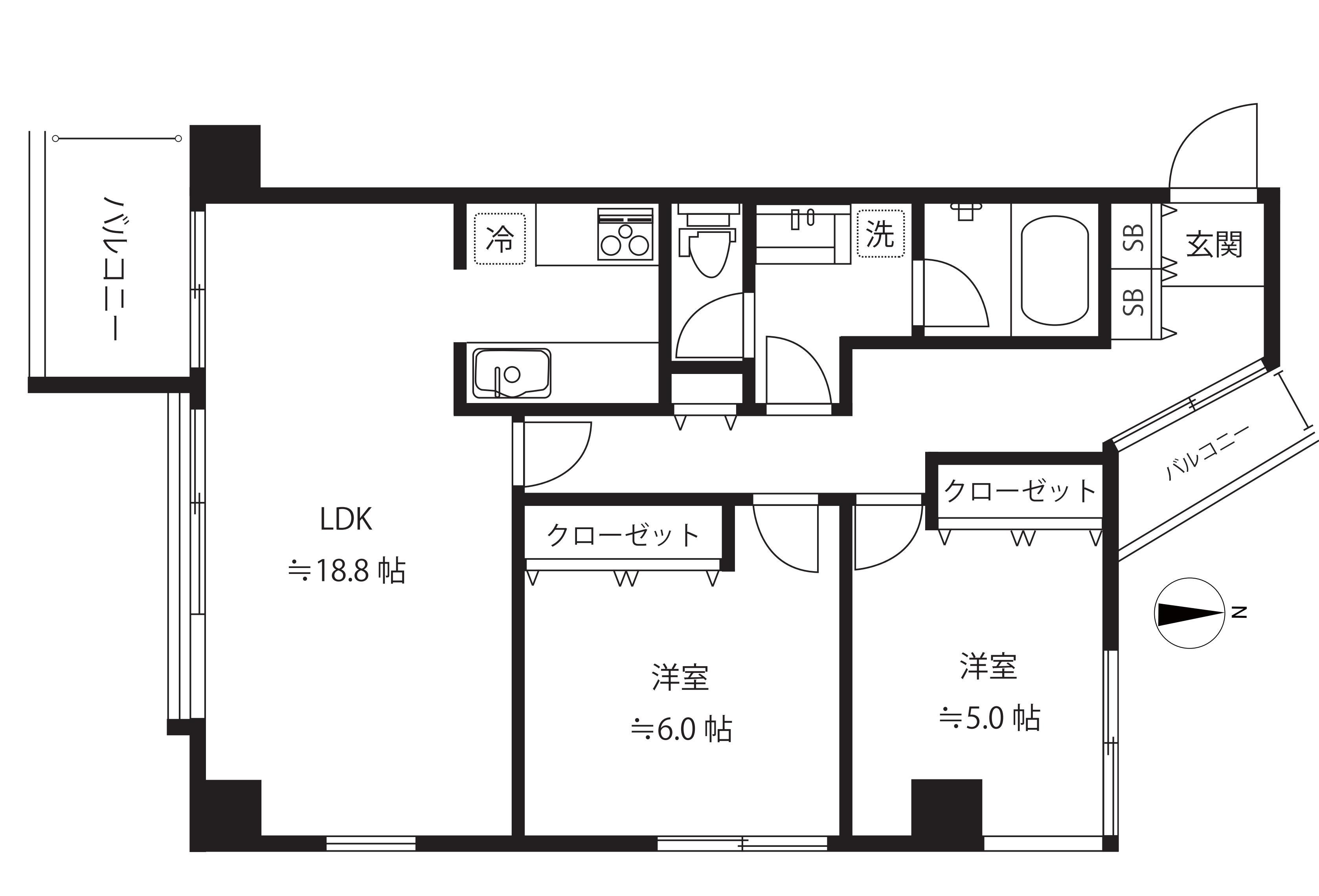 エスプリコート弦巻(2LDK/2階)の間取り写真