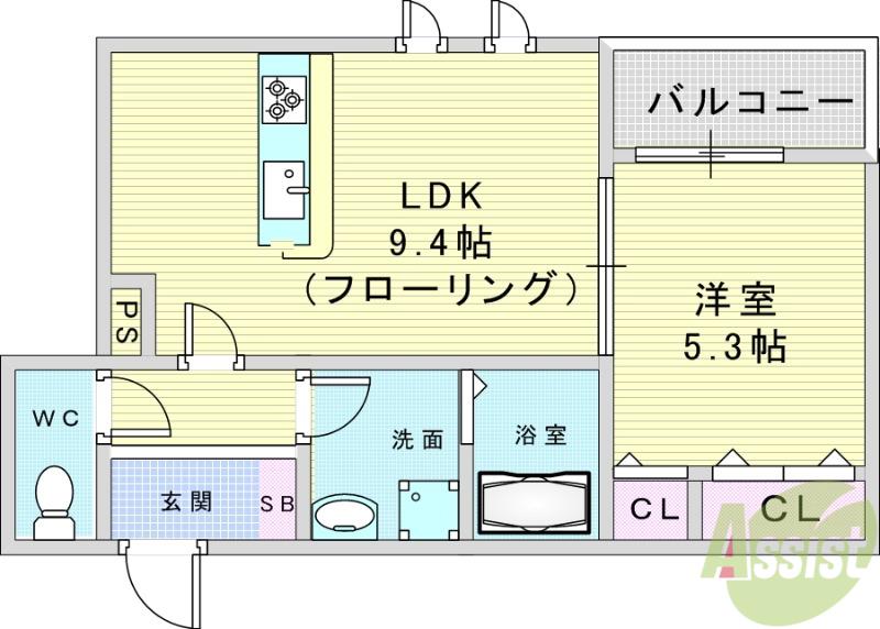 LE COCON(1LDK/1階)の間取り写真