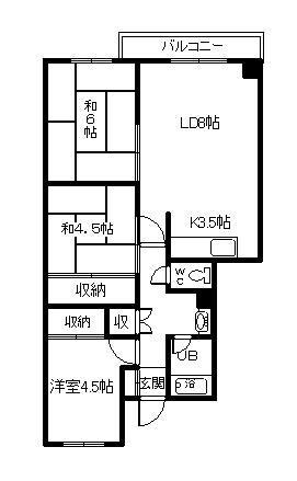 財形新富ハイツ(3LDK/2階)の間取り写真