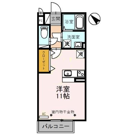 エムステート(ワンルーム/2階)の間取り写真