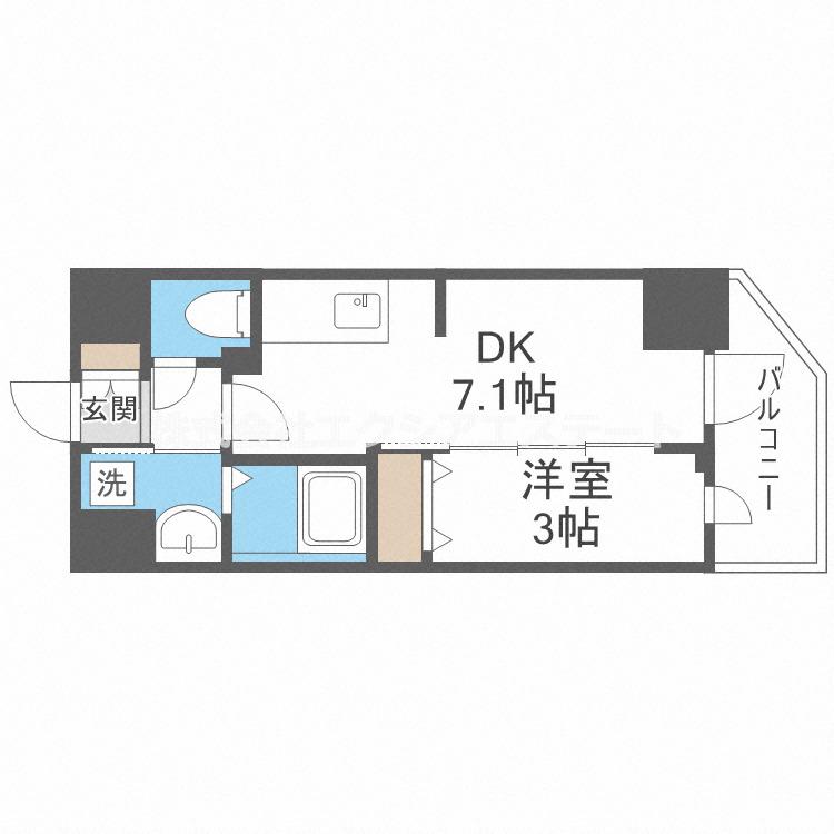 アドバンス大阪フルーヴ(1DK/7階)の間取り写真