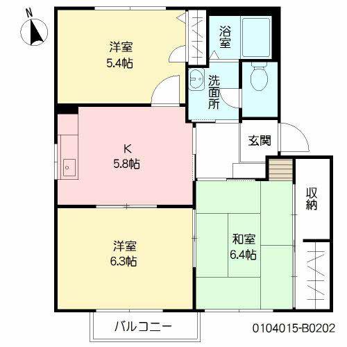 レオン西郷台  B棟(3K/2階)の間取り写真
