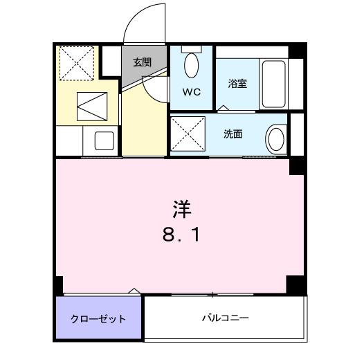 ソレーユ(1K/2階)の間取り写真