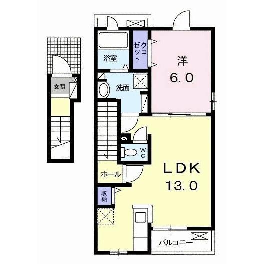 サンヴェール 蔵波 1(1LDK/2階)の間取り写真