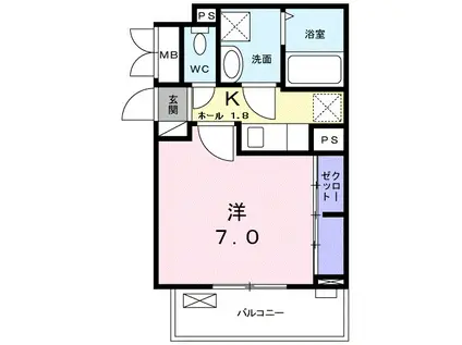 グレイスB(1K/2階)の間取り写真