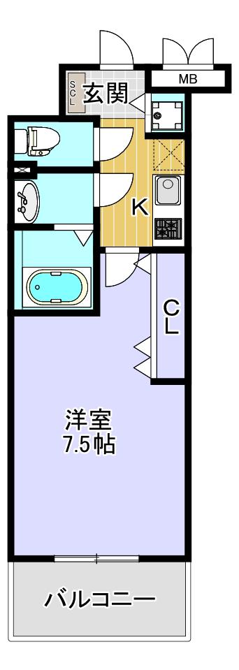 LUXE我孫子(1K/8階)の間取り写真