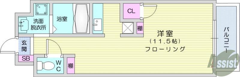 ロンディーヌ1長町(ワンルーム/1階)の間取り写真