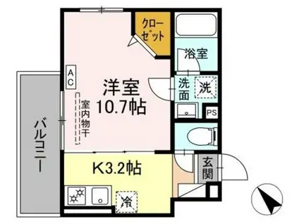 D′BLESS鶴見市場(1K/2階)の間取り写真