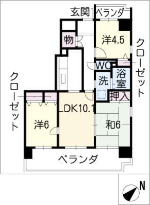 アーバンドエル原(3LDK/3階)の間取り写真