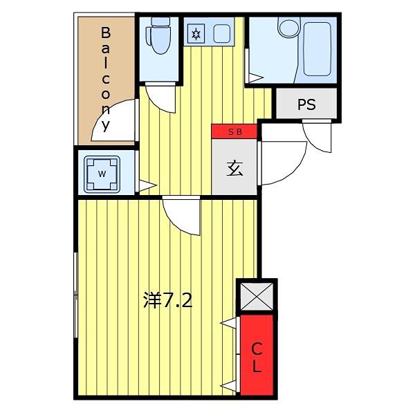 日暮里中央COURT(1K/4階)の間取り写真