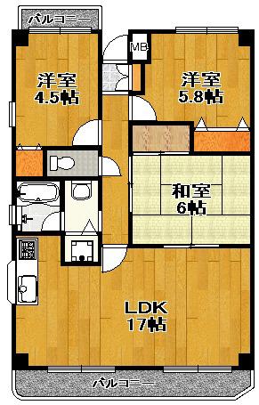 ラフィーネ八千代(3LDK/3階)の間取り写真