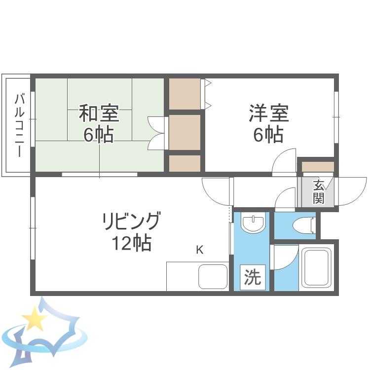 ソシアルコート伏見(2LDK/4階)の間取り写真