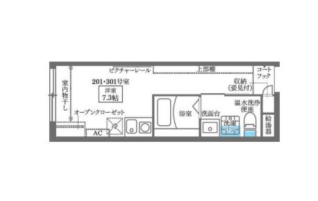 COCOCUBE東蒲田(ワンルーム/2階)の間取り写真