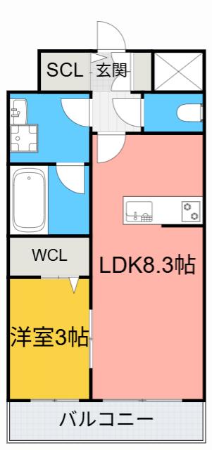 プレシャスコートマルセン刈谷(1LDK/3階)の間取り写真