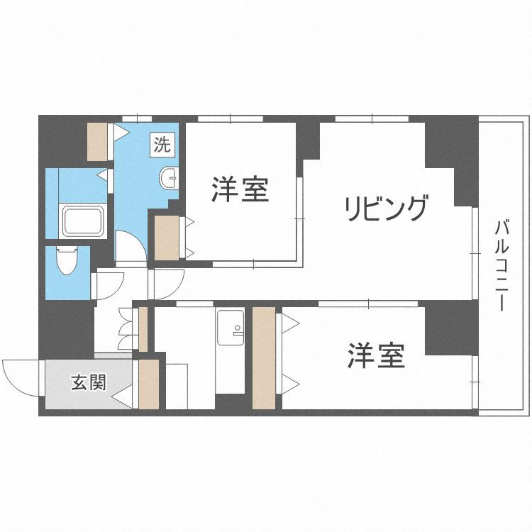 レジディア南1条(2LDK/2階)の間取り写真