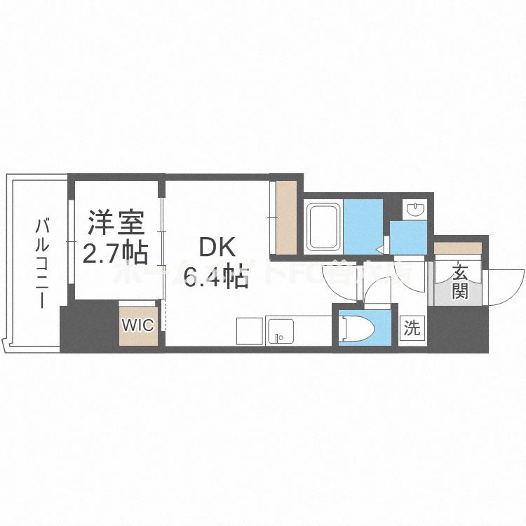 セレニテ桜川駅前プリエ(1DK/3階)の間取り写真