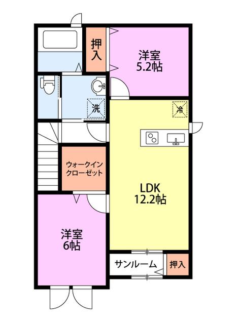 プチリュクス(2LDK/2階)の間取り写真