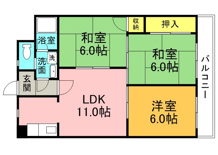 サンヴェール新池(3LDK/4階)の間取り写真