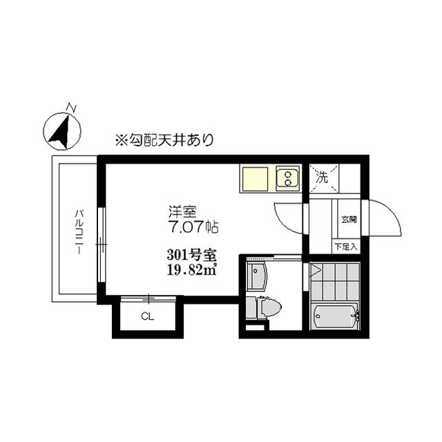 KS四ツ木(ワンルーム/3階)の間取り写真