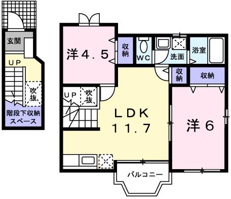 ボニート・リーオI(2LDK/2階)の間取り写真