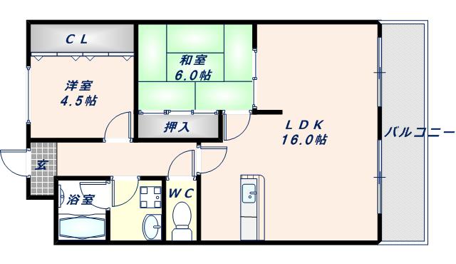 グランドールK(2LDK/1階)の間取り写真