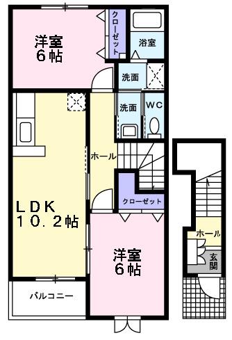 シェル・バン(2LDK/2階)の間取り写真
