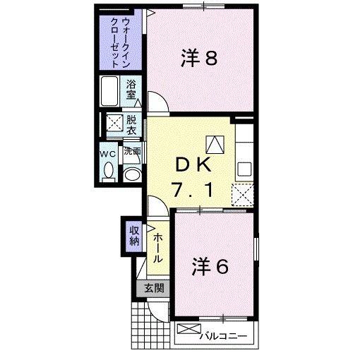 ネオコスモス(2DK/1階)の間取り写真
