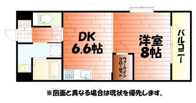 ウイングス片野II(1DK/10階)の間取り写真