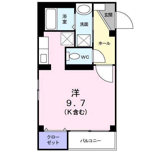 ソレーユ(ワンルーム/2階)の間取り写真