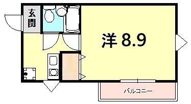 石屋川サンシャイン(1K/3階)の間取り写真