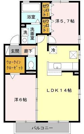 アーバンフォレストI棟(2LDK/2階)の間取り写真