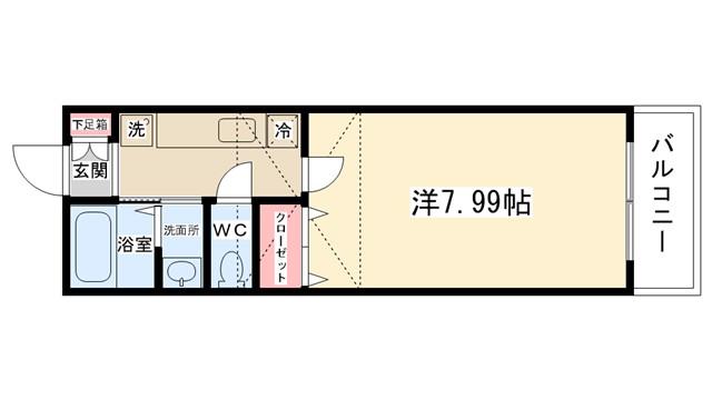 ハイツサザン(1K/2階)の間取り写真