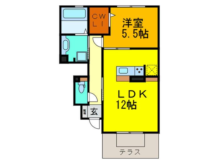 ルミエール東太子(1LDK/1階)の間取り写真
