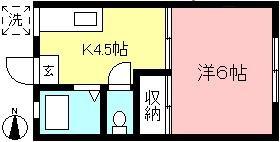 桃源荘(1K/2階)の間取り写真