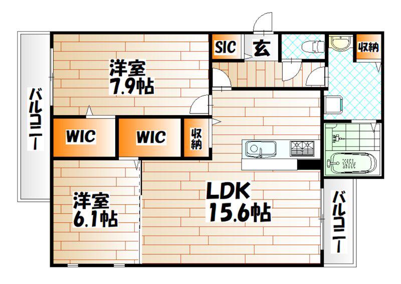 ユアメゾン夜宮公園(2LDK/3階)の間取り写真